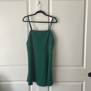 Green 90s Inspired Square Neck Mini Dress
